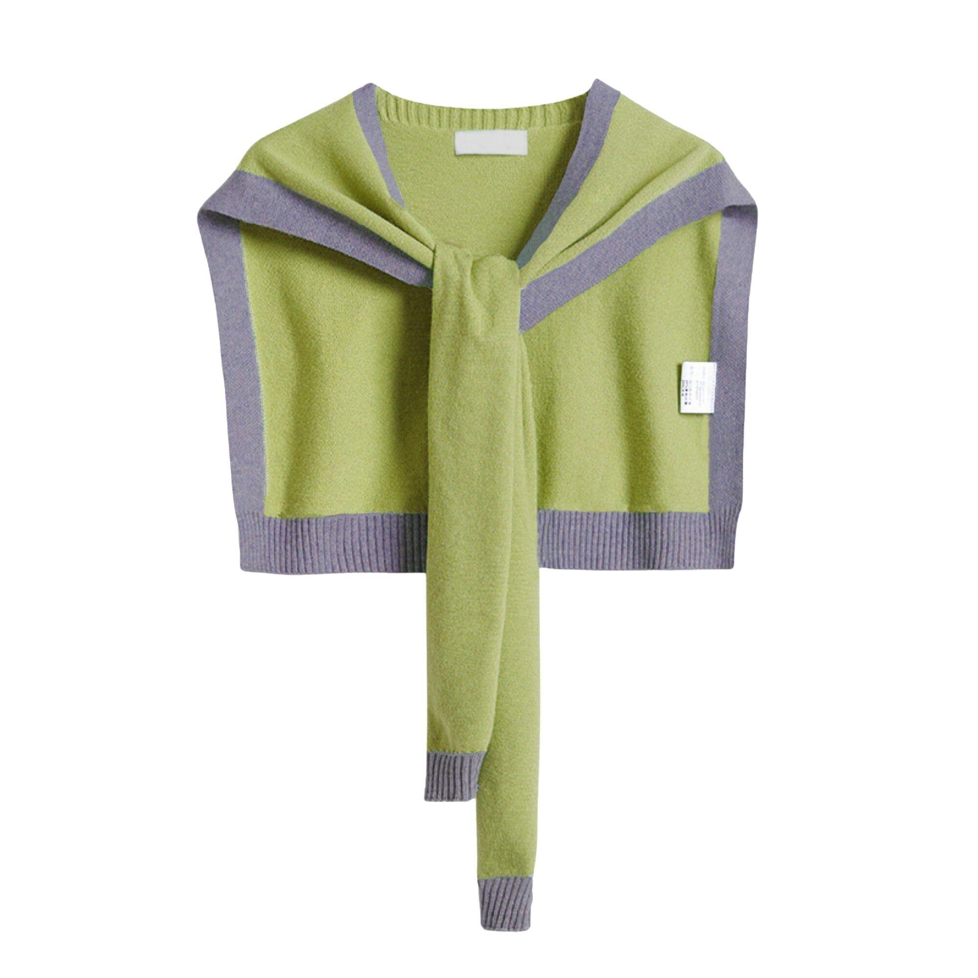 6576 Women’s Casual Y2k Shawl Wraps Knitted Tie Up Knotted Shoulder Cape